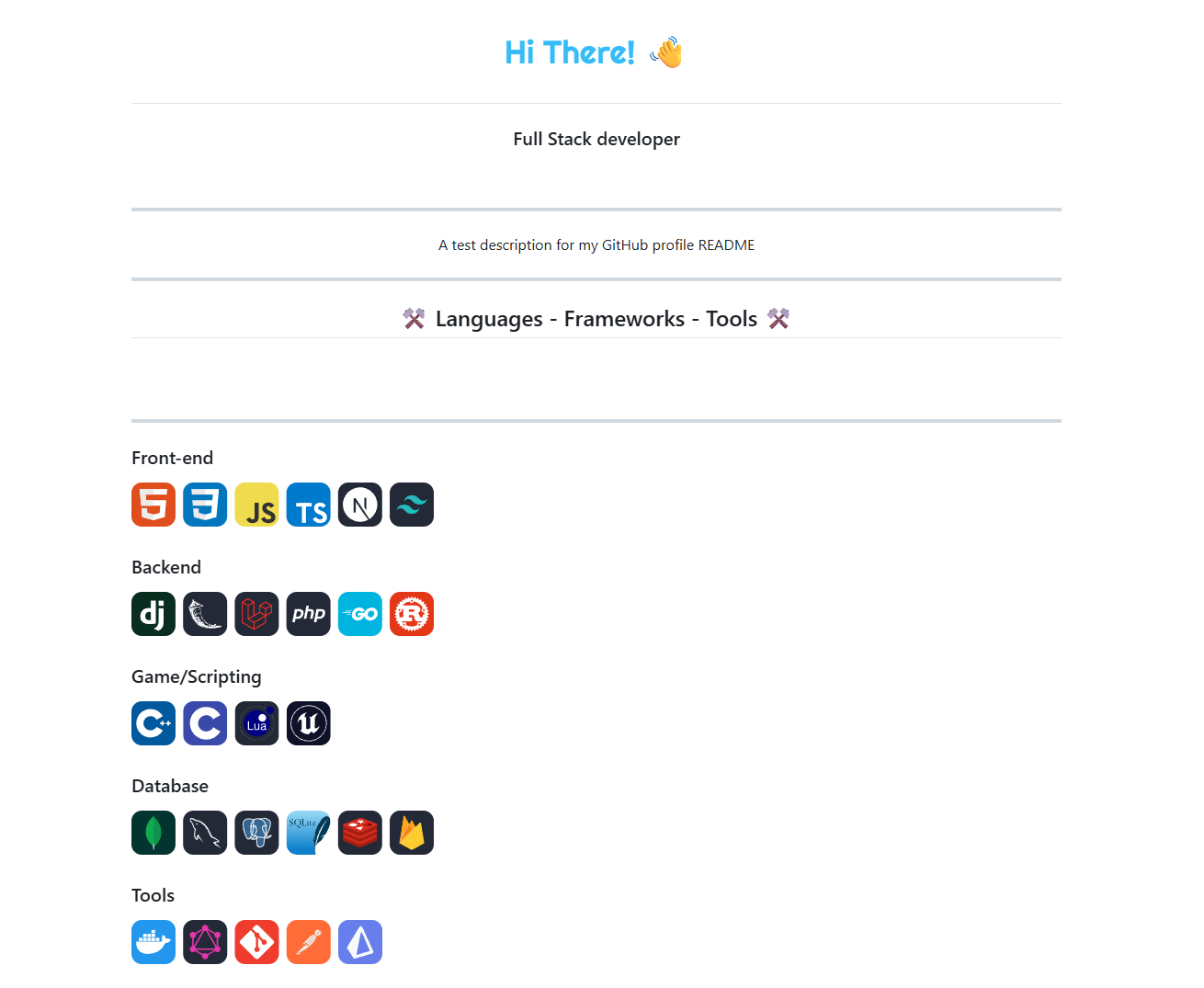 Preview of a generated GitHub profile README